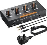 Neoteck 4 Channel Stereo Headphone Amplifier with Volume Controls 4 Channel Mono/Stereo Metal Audio Amplifier with 3.5mm Audio Cable Suitable for Recording/Mixing/Music Practices