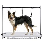 AGESISI H-Shape Dog Grooming Arm with Clamp, 32" Height Adjustable Pet Grooming Table Arm with Loop Noose, 34" - 50" Width Adjustable Heavy Duty Grooming Arm for Large & Medium & Small Pets,Black