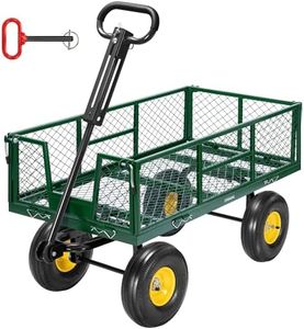 VIVOHOME Garden Cart Steel Heavy Duty 900 LBS Yard and Garden Wagon with 10 inch Tire and Handle Attach to ATV or Tractor Green