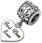 ALOV Jewelry Sterling Silver Best Nana Ever Bead Charm Best Gift for Grandmother,Nana,Nanny,Grandma,Granny,Meemaw,Memaw on Mother's Day,Birthday