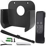 Pinowu Wall Mount Bracket Holder with Siri Remote Case Compatible with Apple TV 4/4K(4th Gen) (Black)