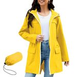 PONCEAU Raincoat for Women Waterproof Lightweight Packable Womens Jacket Windbreaker Breathable Raincoat Hood Waterproof