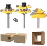 Lock Miter 45 Degree Joint Router Bits + 2Pcs Tongue and Groove Set [1/4-Inch], 45° Router Bit + Wood Milling Cutter Set 3 Teeth T Shape