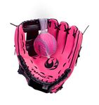 PHINIX 9" Baseball Glove Tee Ball Mitts and Foam Ball for Kids Beginner Play Training Right Hand Throw Pink