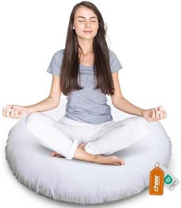 Cheer Collection Extra Large Floor Pillow, 32" Round Meditation Cushion, Oversized Yoga Pillow & Floor Cushions for Adults, Floor Pillows for Sitting, Meditation, and Seat Cushion - White