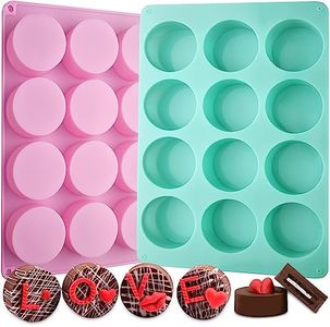 Actvty Round Chocolate Cookie Molds, New Size 12-Cavity Cylinder Chocolate Cover Cookie Silicone Molds for Candy Mini Cakes Jelly Baking（2 Pack）