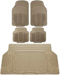 FH Group Automotive Floor Mats - Heavy-Duty Rubber, All Weather Protection Universal Fit Full Set Floor Mats and Cargo Mat, Climaproof, Semi Custom Trimmable for Most Cars, Sedan, SUV, Truck, Beige