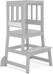 Dream On Me 2-in-1 Funtastic Tower and Step Stool, Easy to Assemble, Multi-Purpose Stool with Non-Toxic Paint Finish, Made of Solid Pinewood, Cool Grey