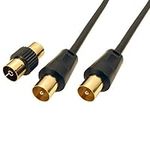 Jafsal Online TV Aerial Coaxial Male to Male Cable- Satellite Cable RF TV Antenna Lead With Female Coupler Gold Plated Connector Compatible With – TV VCR DVD – 2m Black