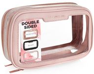 Clear Travel Toiletries Bag for Women - 2 Compartments for On-the-Go Beauty - Stylish Make-Up Bag for Everyday Use - A5 Diary Sized for Beauty Essentials by Lily England, Pink