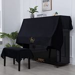 Piano Cover, Piano Dust Cover, Upright Piano Cover Fashionable and Colorfast, Embroidery Fawn, Protective Cover for 138 * 200cm Yamaha Kawai-US Various Upright Pianos,Black (not Include Chair Cover)