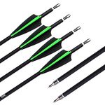 SHARROW 12pcs Archery Carbon Arrows 30 inch Hunting Target Arrows 500 Spine with Replace Broadhead for Compound and Recurve Bow (Green)