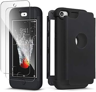 IDWELL iPod Touch 7th Generation Case with 2 Screen Protector, Three Layer Series Heavy Duty Protection Shockproof High Impact Protective Case for iPod Touch 5/6/7th Generation, Black