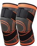 Xfinity Fitness Dual Strap Compression Knee Sleeve, Knee Brace for Men & Women, Running, Crossfit, Basketball, Pain Relief, ACL MCL Support, Adjustable Strap(PACK OF 2) (Free Size, Orange)