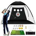 Heavy Duty Golf Practice Net, Golf Net Backyard Driving, Golf Swing Net, 10x7ft Golf Hitting Training Aids Nets with Target and Carry Bag - Men Kids Indoor Outdoor Sports Game