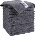 HOMEXCEL Microfiber Cleaning Cloth, 12 Pack Premium Microfiber Towels for Cars, Lint Free, Scratch-Free, Highly Absorbent, Reusable Cleaning Rags for Car, Household, Kitchen, Window, 11.5"X11.5" Grey