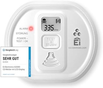 Ei Electronics Ei208D Kohlenmonoxidmelder, CO-Melder mit LCD-Display und Batterie für 10 Jahre, Stand-Alone-Gerät, weiß