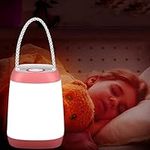 Nursery Night Light, 3 Light Modes Desktop Nightlight, Touch Warm White Light, 150 Lumen 16 LED 360 Degrees Light, Waterproof Rechargeable Portable Bedside Lamp for Reading, Sleeping, Camping