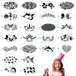 24 Pieces Face Paint Stencils Face Body Painting Stencils Resuable Mermaid Unicorn Flower Butterflies Makeup Temporary Tattoos Stencils for Kids Holiday Halloween Art, 24 Designs