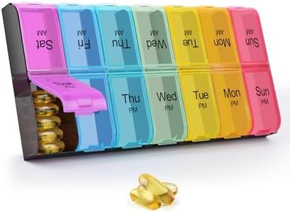 GREENCYCLE Extra Large Weekly Pill Organizer 2 Times A Day,7 Day Pill Box AM PM Medicine Planner Dispenser Case with XXL Compartment Home Pill Container for Vitamins Fish Oil Supplements (Rainbow)