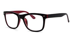 Eyekepper Design Reading Glasses Square Large Lenses Reader Eyeglasses for Women Reading Spring-Hinges Black-Red