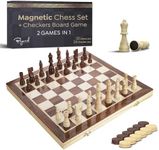 Wooden Magnetic Chess Set | 15 Inch Foldable Chess Board - 2 Extra Queens - Magnetic Chess Game with Storage | Chess Sets for Adults | Handmade Portable Travel Chess Set for Kids & Beginners