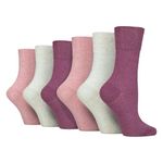 IOMI Footnurse - Ladies 6 Pair Multipack Non Elastic Diabetic Socks with Gentle Grip Wide Top 4-8 (UK, Numeric, 4, 8, Regular, Regular, Pink/Mint/Raspberry)