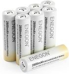 ENEGON Rechargeable Ni-MH AA Batteries, 1.2V 2800mAh High Capacity Double A Battery, 8 Count Pack, Recharge Batteries for Household and Outdoor Devices