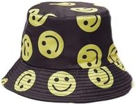 HAJRA® Versatile Unisex Cotton Bucket HAT with a Charming Print, Ideal for Sun, Hiking, Holidays. Bucket Hat Design Fits All Men, Women, Teens. 56-58cm (Black Hat Emoji)