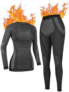 ATTRACO Women's Thermal Underwear Warm Base Layer Seamless Thermal Clothes Ski Thermal Set Black S