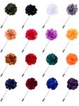 Fanrel 16 Pieces Flower Men's Lapel Pins Handmade Satin Boutonniere Pin for Suit Wedding Groom with a Box(Multicolor 2)