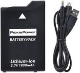 Pickle Power PSP 1000 Battery, 1800mAh Lithium Ion Battery with PSP Charger Cable for Sony PSP 1000 PSP-110 (1001, 1002, 1003, 1004, 1005, 1006, 1007, 1008, 1010), PSP Fat Console