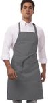 Chef Works Butcher Apron F8 Adjustable Bib Apron, Grey