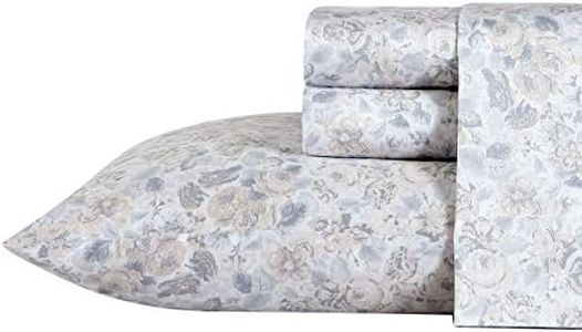 Laura Ashley Home - King Sheets, Soft Sateen Cotton Bedding Set - Sleek, Smooth, & Breathable Home Decor (Quartet Grey, King)