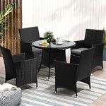 Livsip Outdoor Dining Set 5pcs Rattan Garden Patio Table and Chair Outdoor Furniture