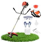 52cc 2-Stroke Gas Weed Wacker, Straight Shaft Grass Trimmer Cordless Weed Eater, 2-in-1 Gas Powered Hedge Trimmer, Lightweight String Trimmer/Brush Cutter/Weed Trimmer for Lawn Garden Yard