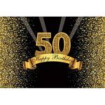 Yeele 7x5ft 50Th Birthday Backdrop for Photography Glitter Gold and Black Background Happy Birthday Party Decoration Banner Celebration Adult Photo Booth Shoot Vinyl Studio Props