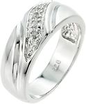 .925 Sterling Silver 5 Diamond Accented Men's Wedding Band (J-K Color, I1-I2 Clarity) - Size 15-3/4