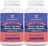 Zen Principle Grass Fed Beef Organs - Desiccated Liver, Heart, Kidney, Pancreas, Spleen, Intestine, Tripe/Stomach. Beef Organ Supplements 2-Pack