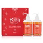 Koji White Kojic Acid&Papaya Body Lotion, Women Gift Sets for Skin Brightening, Nourishing, Skin Radiance, Rejuvenate Skin Cells, Quick Absorbing, Vegan, Not Tested on Animals, 8.45 Fl Oz (2 Bottles)