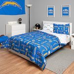 FOCO Los Angeles Chargers NFL Team Color Bed in a Bag Comforter Bedding 5 Piece Full Set