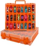 Toy Car Storage Organizer Case Compatible with Hot Wheels/for Matchbox Cars. Display Carrying Container Holder for LOL Surprise Dolls/for Shopkins with 48 Compartments Double Sided-Orange (Box Only)