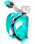 X99 Full Face Snorkel Mask for Adults, Snorkeling Gear with Latest Dry Top Breathing System Anti-Fog & Anti-Leak, 180°Panoramic View Snorkeling Set Adult with Camera Mount(Green S/M)