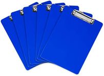 Plastic Clipboards (Set of 6) Multi Pack Clipboard (Blue) Strong 12.5 x 9 Inch | Holds 100 Sheets! Acrylic Clipboards with Low Profile Clip | Cute Clip Boards Board Clips