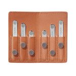 Assorted Power Stays Magnetic Collar Stays Travel Set by Würkin Stiffs | Tan Leather Wallet Case | Gift for Men | As Seen on Shark Tank