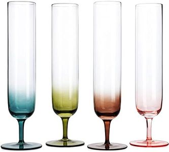 Khen - Colored Muted Colored Glasses - Water & Wine | Set of 4 | Pastel Muted Crystal Cocktail Glassware, Goblet Cocktails, Red & White, Dinner Color Beautiful - Tall Champagne Flutes 10.5oz