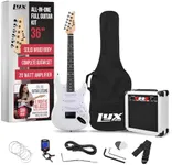 LyxPro 36 Inch Electric Guitar and Kit for Kids with 3/4 Size Beginner’s Guitar, Amp, Six Strings, Two Picks, Shoulder Strap, Digital Clip On Tuner, Cable and Soft Case Gig Bag - White