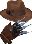 Mega_JumbleSale® Halloween Nightmare On ELM Street Adult Freddy Krueger Claw Glove & Brown Hat Carnival Cosplay Horror Scary Fancy Dress Costume Set