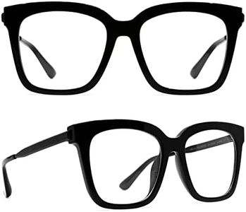 DIFF Bella Designer Square Oversized Computer Blue Light Blocking Glasses for Women, Black