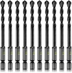 DKIBBITH 10 Piece 1/4'' Masonry Drill Bits Set, Concrete Drill Bits Set 6mm for Concrete, Stone, Glass, Brick, Tile, Plastic and Ceramic, with 1/4'' Quick Change Hex Shank, Storage Case